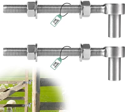 Set van 2 verstelbare J-bouten scharnieren M12*200mm van roestvrij staal voor houten en tuinpoorten, ideaal voor toegangspoorten en deuren