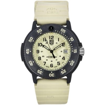 Luminox Original Navy Seal EVO Rubber Band Beige Wijzerplaat Quartz Duikers XS.3010.EVO.S 200M Herenhorloge beige