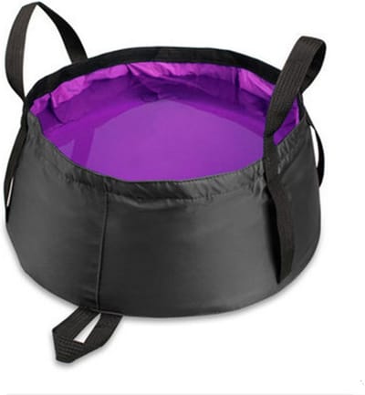 Allecto - Opvouwbare Camping Afwasbak - Draagbaar - Handvatten - Zwart Paars - 8.5 Liter - Geschikt voor Kamperen - Compact op te bergen