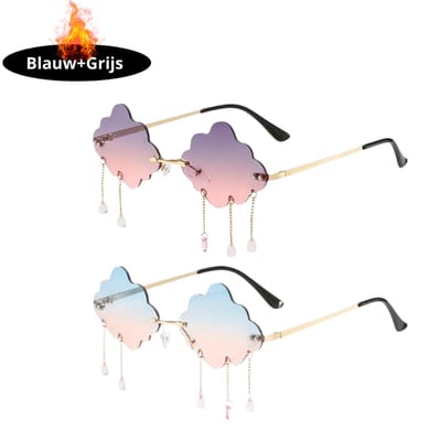 Livano - Festival Bril - Rave - Space - Techno - Freaky Glasses - Heren - Dames - Zonnebril - Grijs + Blauw