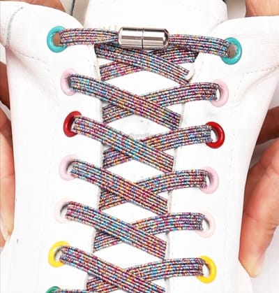 *** 2 paar Elastische gekleurde veters Draaisluiting - Elastische Glitter Veters - Eenvoudig strikken - Plat - van Heble® ***