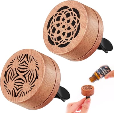 Mini Houten Diffuser voor Auto met Lava Steen - Aromatherapie Diffuser voor Woonkamer en Kantoor, Perfect voor Ontspanning en Frisse Geur