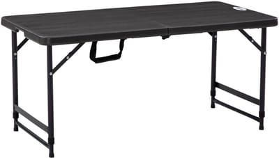 Outsunny Gartentisch Stahl, HDPE Dunkelgrau