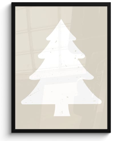 Poster in lijst - Fotolijst 50x70 cm - Posters - Japandi - Kerstboom - Beige - Kerstversiering - Posterlijst zwart - Decoratie - Wanddecoratie woonkamer - Muurdecoratie slaapkamer - Kerstversiering - Kerstdecoratie voor binnen - Kerstmis