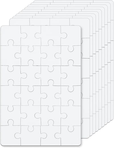 Lege Puzzels - Doe-het-zelf Puzzels - Creatief Knutselen - 24 Stuks Per Vel - 10x15 cm - Wit