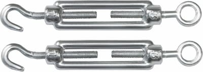 AMIG Spanschroeven/draadspanner met haak/oog - 2x - 11cm - verzinkt staal - 120kg - M6 schroefdraad