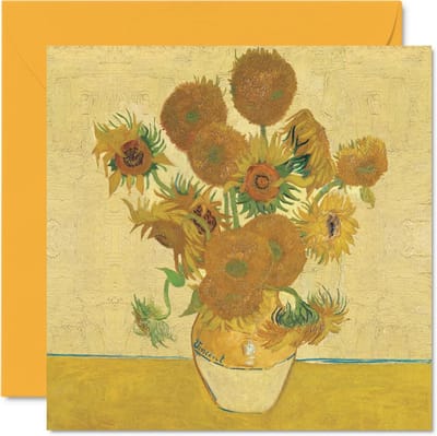 Klassieke Verjaardagskaarten met Zonnebloemen - Uniek Ontwerp voor Mannen en Vrouwen - 145mm x 145mm