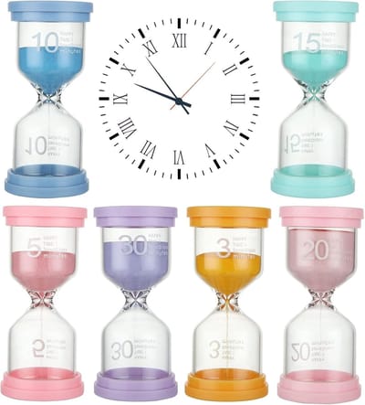 Set van 6 Zandlopers in Macaron Kleuren voor Kinderen, Kantoor en Thuisdecoratie - Perfecte Cadeaus voor Elke Gelegenheid