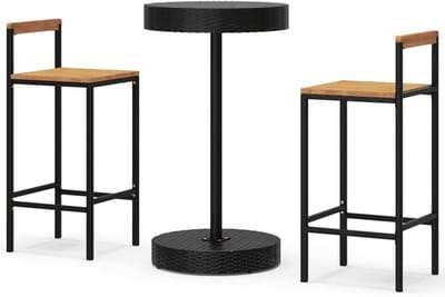 Tuin Bar Set - Buitenmeubelset - Ontspannen Buiten - Weerbestendig Materiaal - 3 Delig - Zwart