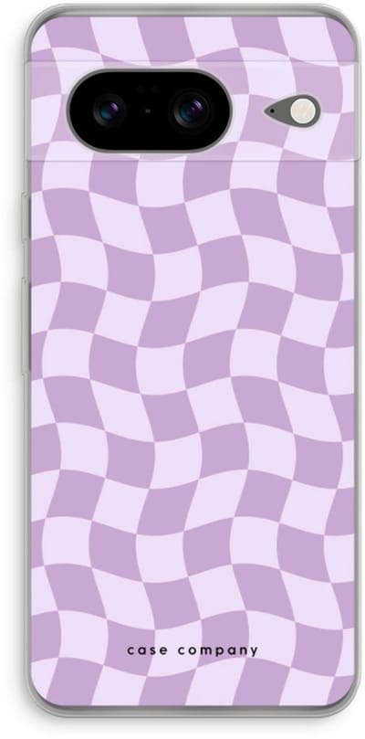 Case Company® - Hoesje geschikt voor Google Pixel 8 hoesje - Grid Paars - Soft Cover Telefoonhoesje - Bescherming aan alle Kanten en Schermrand