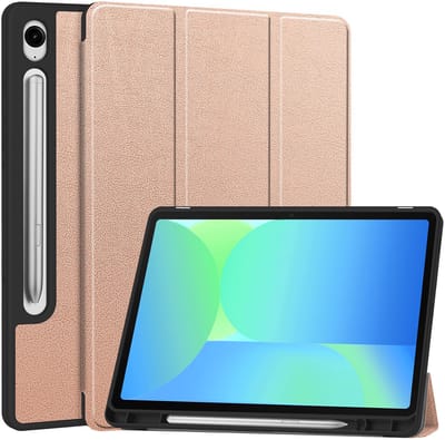Hoesje - Geschikt voor Samsung Galaxy Tab S10 Lite - Dun & Stevig - Hard Cover Case - Trifold Bookcase Hoes - Met Uitsparing Geschikt voor S Pen - Hardcover Book - Tablethoes - Rosé goud