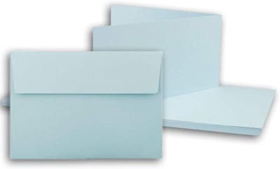 Vouwkaarten Set - Dubbele kaarten Wenskaarten - Kaarten Ontwerpen - Mat Gecoat Oppervlak - DIN A6 / C6 - Lichtblauw