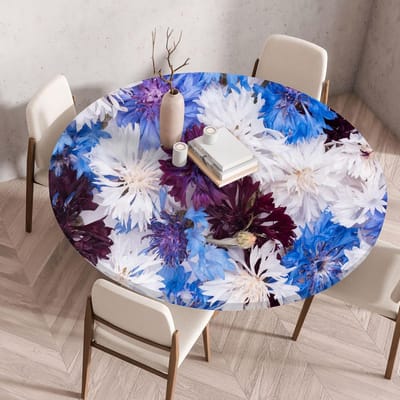 Tafelkleed Rond - Beschermhoes Tafel - Tafel Decoratie - Elastische Rand - 130 cm - Roze Beige Bloem