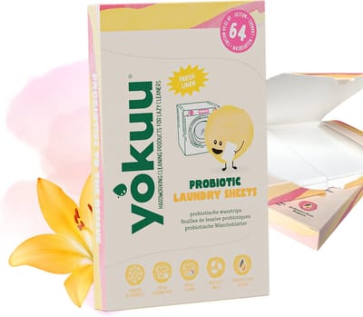 YOKUU Probiotische Wasstrips - 128 Wasbeurten - Wasdraadfrisse Geur - Reis Wasmiddel - Ultra Geconcentreerd en Voorgedoseerd - Ecologisch Wasproduct