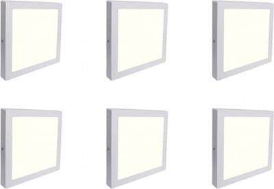 LED Downlight 6 Pack - Opbouw Vierkant 12W - Natuurlijk Wit 4200K - Mat Wit Aluminium - 170mm