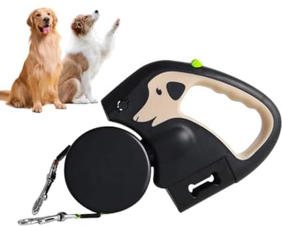 Dubbele hondenriem 3m met licht en automatische inschuiffunctie voor 2 honden