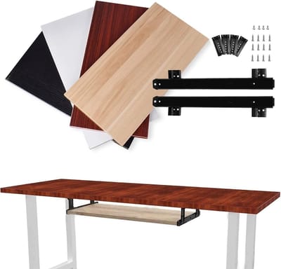 Toetsenbordlade Onder Bureau - Uitschuifbare Plank - Werkruimte Creëren - Verstelbare Hoogte - 54-70 cm Lengte - Houtkleur
