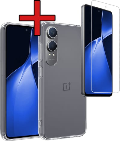 Hoesje - Met Screenprotector - Geschikt voor OnePlus Nord CE 4 Lite - Sterk & Shockproof - Telefoon Hoes - Back Cover - Siliconen Case - Telefoonhoes - Transparant