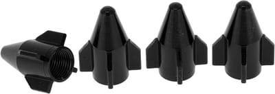 Decoratieve Mini Raket Stijl Ventieldoppen voor Fietsen - 4 Stuks Zwart Aluminium, Bescherming en Stijl 7x22mm