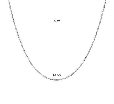YO&NO - Ketting - Zilver - Venetiaans bol -  0,8 mm -  42 cm - Gerhodineerd - Zilver 925
