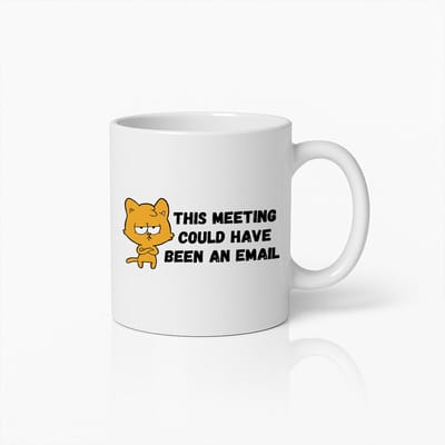 Humoristische Koffiemok voor op Kantoor - "Deze Vergadering Had Een Email Kunnen Zijn" Grappige Kat Design