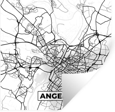 Muurstickers - Sticker Folie - Stadskaart - Plattegrond - Angers - Kaart - Frankrijk - Zwart wit - 100x100 cm - Plakfolie - Muurstickers Kinderkamer - Zelfklevend Behang XXL - Zelfklevend behangpapier - Stickerfolie