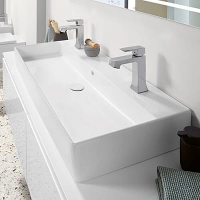 Villeroy & Boch memento 2.0 wastafel onderzijde - geslepen - 100x47cm - met overloop - 2 kraangaten - White Alpine (glans wit)