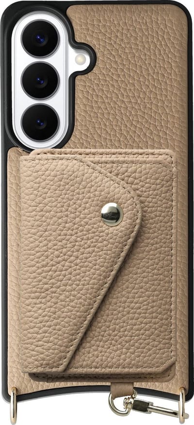 AVY Leren Hoesje Geschikt voor Samsung Galaxy S26 Plus | Met Magnetische Kaarthouder | Compatibel met MagSafe | Leather Case met Wallet | Beige