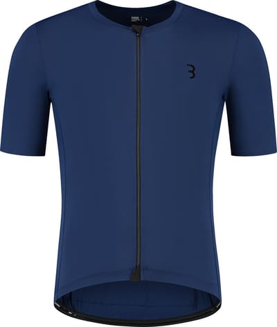 BBB Cycling Essence Fietsshirt Heren Korte Mouw - 15-25 °C - Ademend MTB en Wielrenshirt met 3 Achterzakken - Donker Blauw