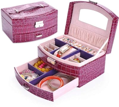 Sieradendoos - Juwelendoos Opberger - Sieraden Opbergen - Afsluitbaar met Spiegel - 20x155x10cm - Zwart