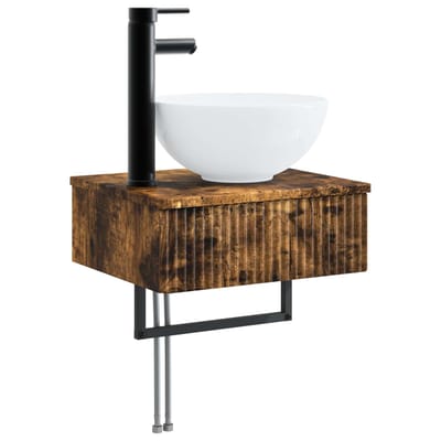 vidaXL - Wandgemonteerde - wastafel - Gerookt - eiken - 40 - x - 35 - x - 39 - cm