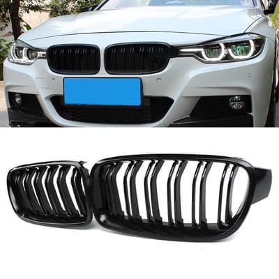 BukkitBow - Grill / Nieren geschikt voor BMW 3 Serie (F30/F31/F35) - M3 Look Nieren - Hoogglans Zwart