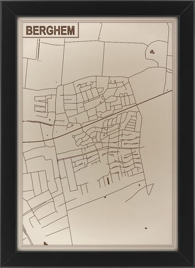 Houten stadskaart van Berghem