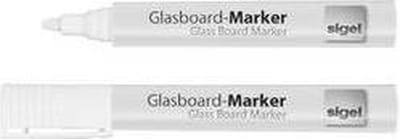 glasboardmarker Sigel 2-3mm ronde punt 2 stuks in etui wit SI-GL715