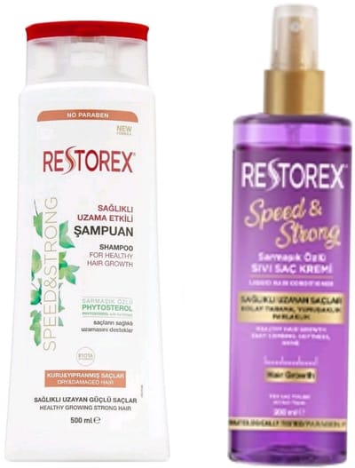 Restorex - Speed ​​​​& Strong Haarverzorgingset - Shampoo voor droog haar 500ml +Voeibare conditioner 200 ml - Herbal shampoo - bio haarverzorging - haarverzorging set