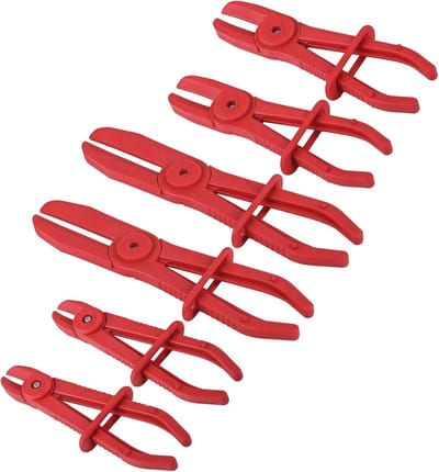 Set van 6 Slangklemtangen, Nylon Materiaal, Rechte Slangafknijptangen voor Flexibele Slangen en Brandstofslangen, Duurzaam en Bestand Tegen Vervorming en Veroudering (155 mm / 185 mm / 255 mm)