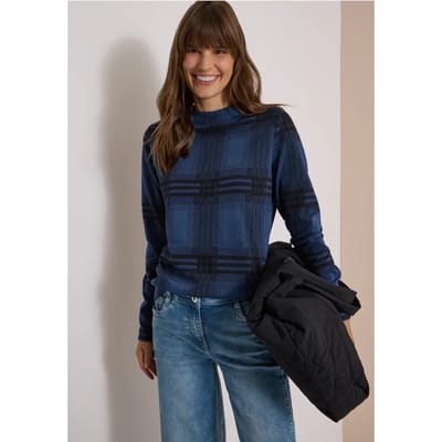 Shirt met lange mouwen, trechterhals en patroon