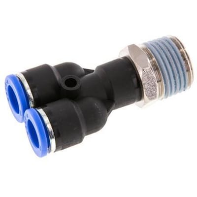 10mm x R1/2'' Y-koppeling Messing/PA 66 Insteekfitting Buitendraad Draaibaar NBR