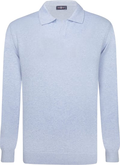Jimmy Sanders Gebreide Polo Trui - Polo Kraag - Sweater - 100% Katoen Heren Blauw - M
