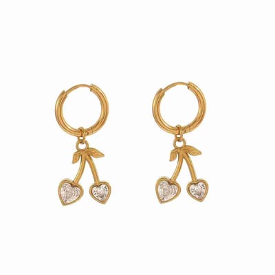 WeLoveSilver - oorringen chirurgisch staal - kersenhanger - 30 mm