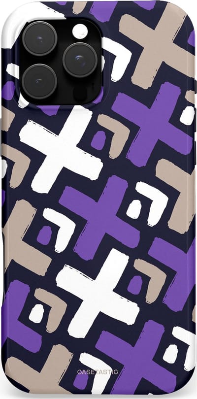 Casetastic Hoesje Geschikt voor Apple iPhone 16 Pro Max Magsafe - Stijlvolle Beschermende Duo-layer Case - Fresh Paars Witte X's