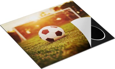 Chefcare Inductie Beschermer Voetbal met Goal tijdens Zonsondergang - 60x50 cm - Afdekplaat Inductie - Kookplaat Beschermer - Inductie Mat