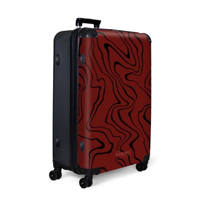 NoBoringSuitcases.com® - Koffer groot - Reiskoffer lichtgewicht - Rode achtergrond met abstracte zwarte lijnen - Rolkoffer met 4 wielen - Grote trolley XL - 98 liter bagage