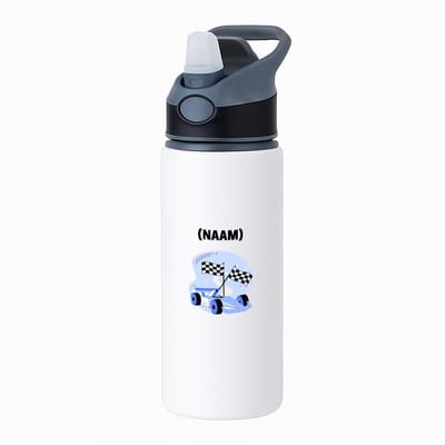Hacebo® - Formule 1 met eigen naam waterfles met rietje zwart - Auto rijden - Auto liefhebbers - Autosport - water fles - 650ML