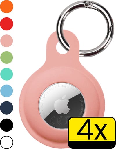 Hoesje Geschikt voor Apple AirTag 2e generatie Hoesje Sleutelhanger Houder - Siliconen Hoesje Geschikt voor Apple AirTag 2 Hoesje - Lichtroze - 4 Stuks