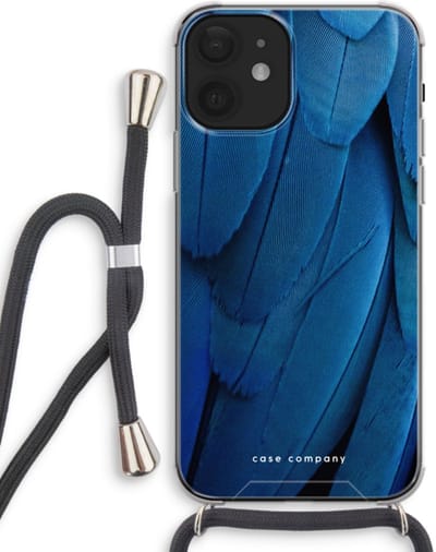 Case Company® - Hoesje met koord geschikt voor iPhone 12 mini hoesje met Koord - Pauw - Telefoonhoesje met Zwart Koord - Bescherming aan alle Kanten en Over de Schermrand