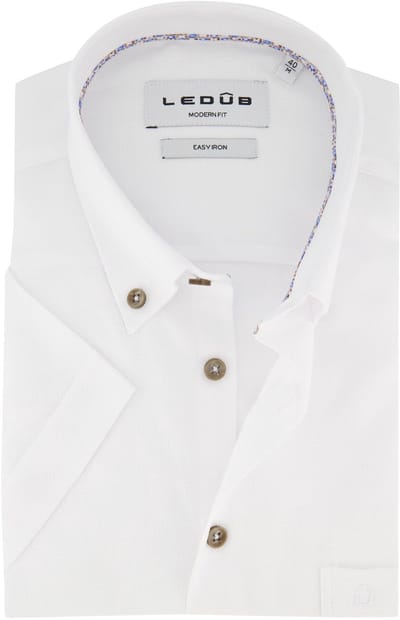 Ledub Modern Fit wit geprint katoen