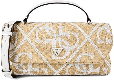 GUESS schoudertas handtas Kirsten Top Handle Flap Bag Natural / Cream White beige