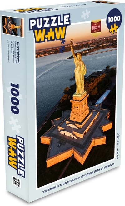Puzzel Vrijheidsbeeld bij Liberty Island in de Verenigde Staten bij zonsopgang - Legpuzzel - Puzzel 1000 stukjes volwassenen