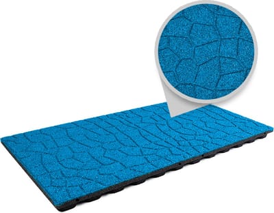 Rubberen tegel flagstone EPDM blauw | LxB=100x50cm | Dikte 4,8cm | Incl. pennen